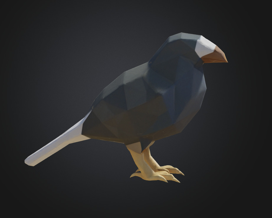 Low Poly Bird Crow 3D print model_4
