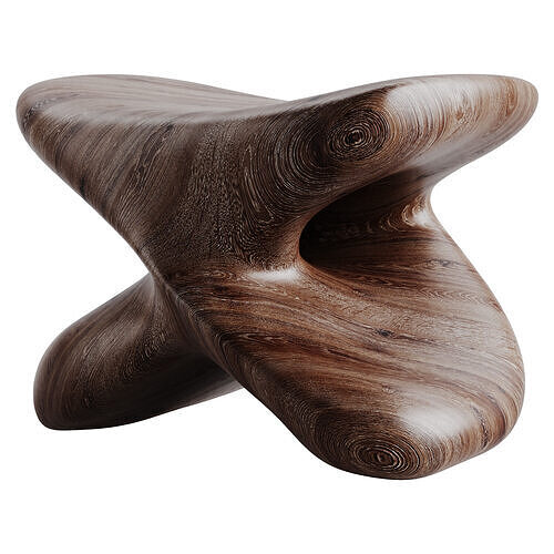 Wood Stool Low-poly 3D model