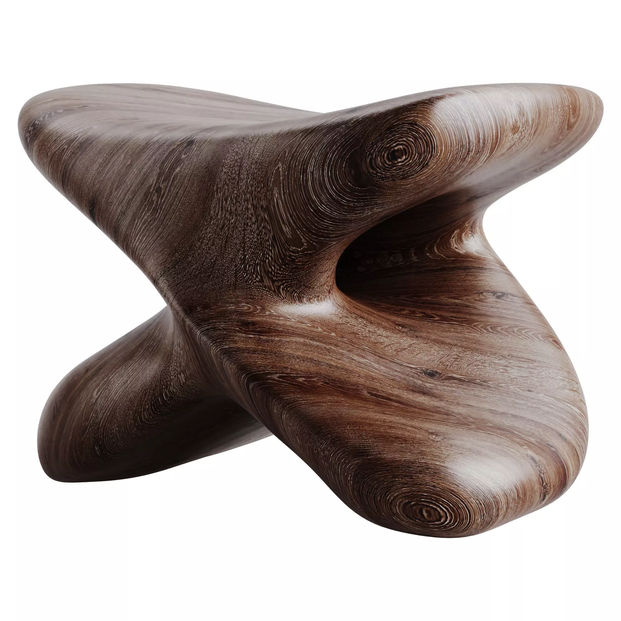 Wood Stool Low-poly 3D model