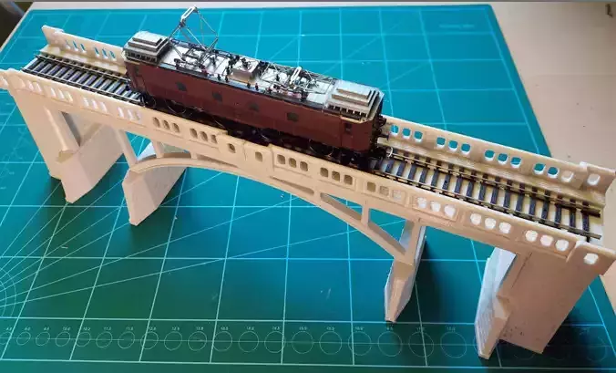H0 scale Concrete Single-track railway bridge - FDM