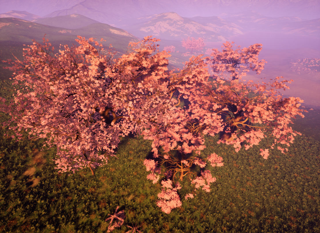 Unreal Engine resources Cherry blossom tree group 3D model_1