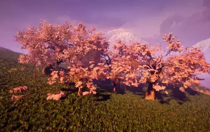 Unreal Engine resources Cherry blossom tree group