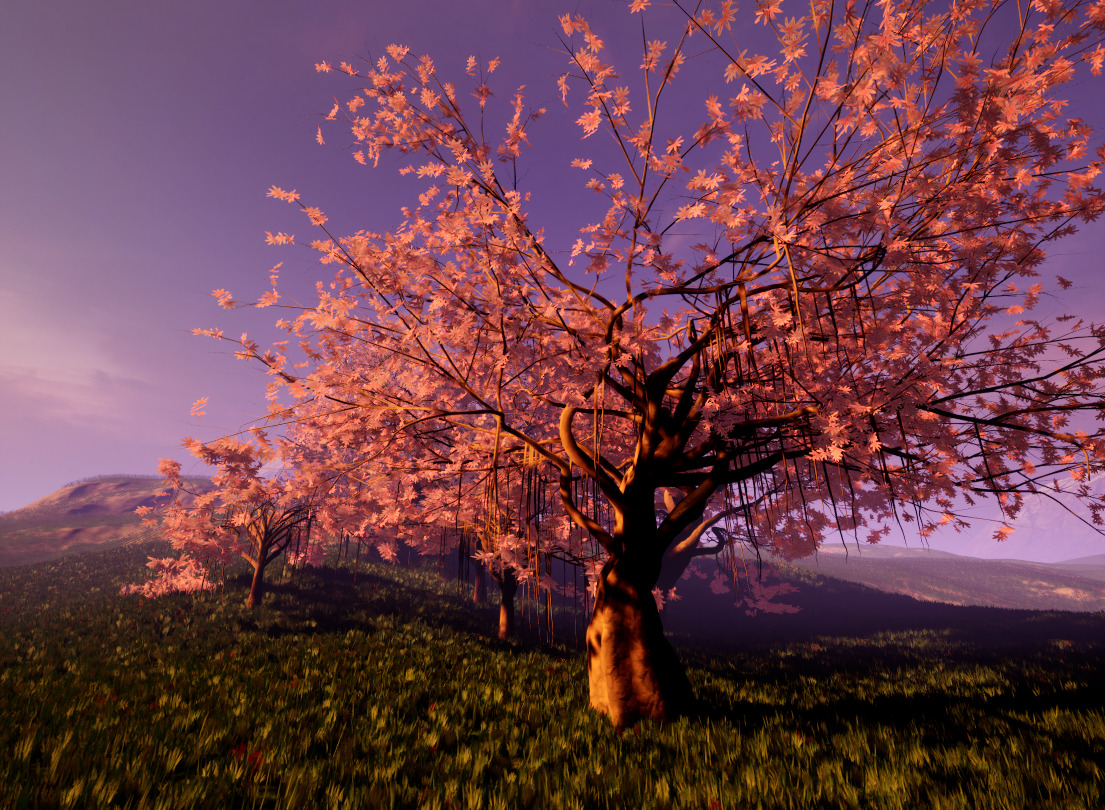 Unreal Engine resources Cherry blossom tree group 3D model_4