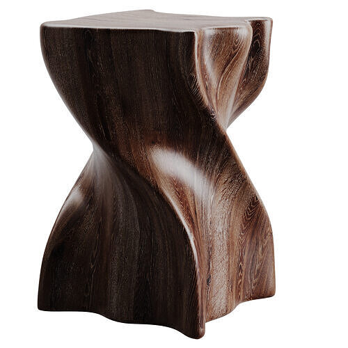 Wood Stool Low-poly 3D model 4
