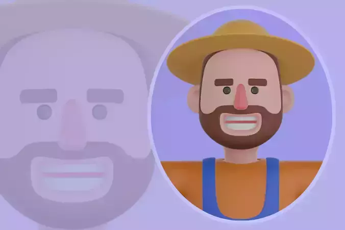 Stylized 3D Farmer Character - Cartoon Male in T-Pose