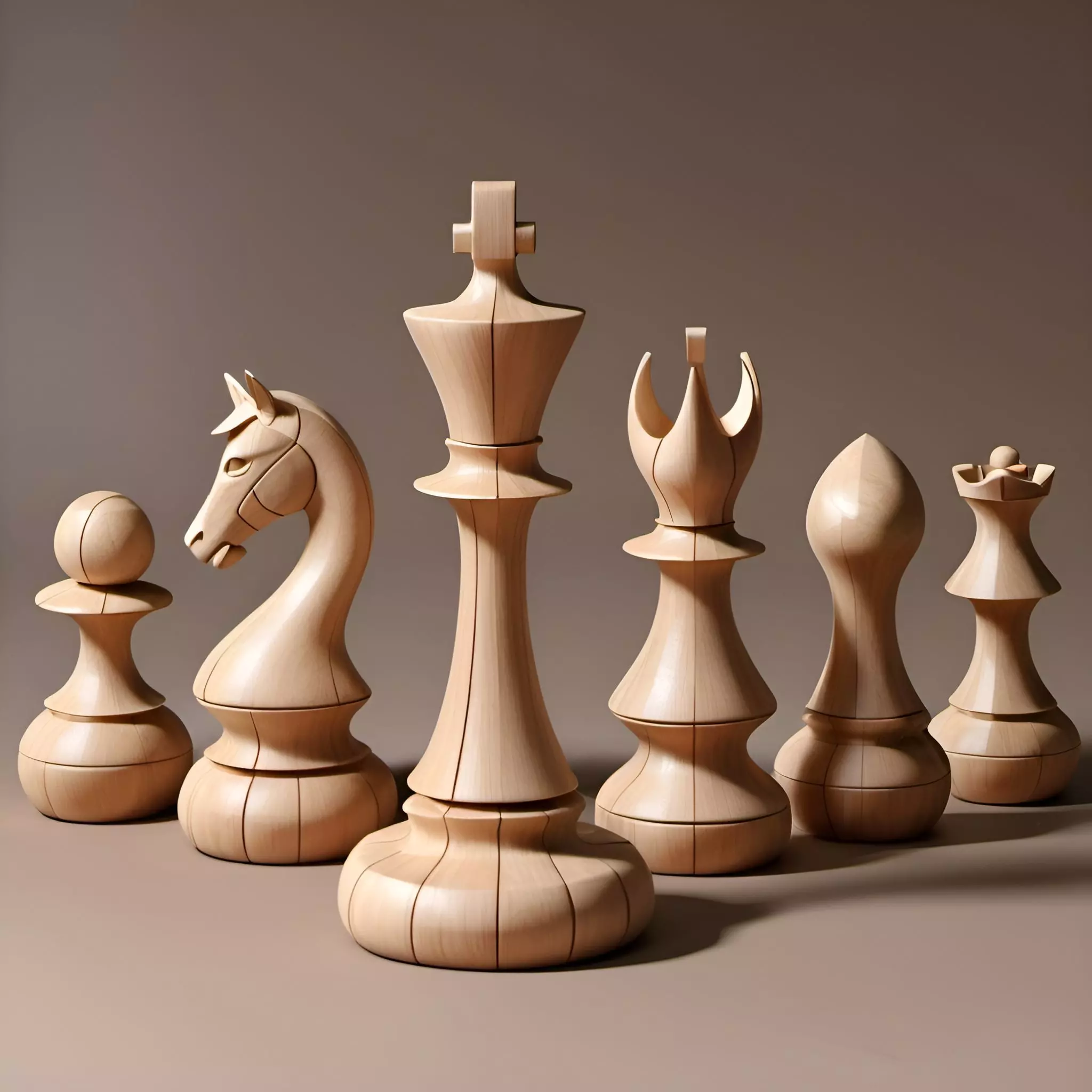 Elegant Wooden Chess Set 3D print model_0