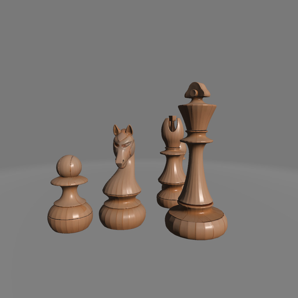 Elegant Wooden Chess Set 3D print model_2