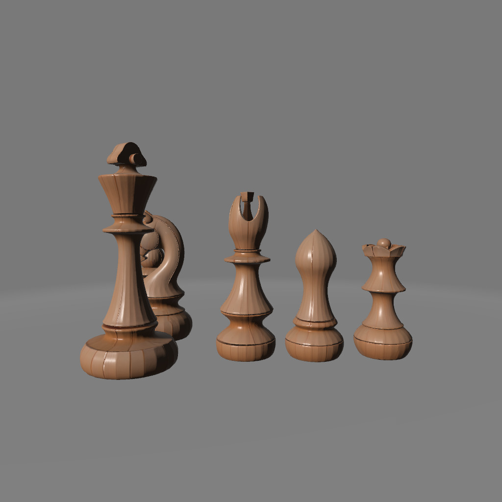 Elegant Wooden Chess Set 3D print model_1