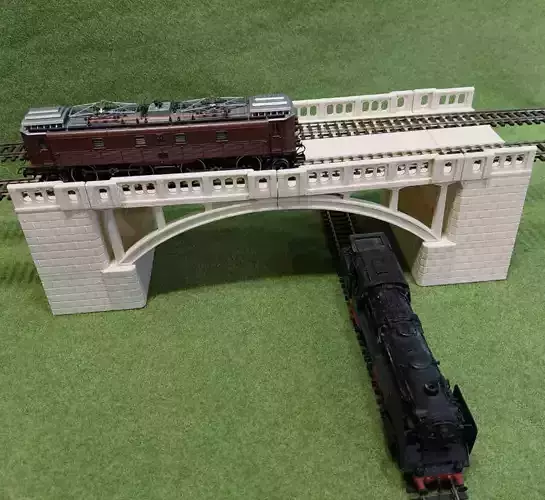 H0 Concrete double-track railway viaduct LOW - FDM
