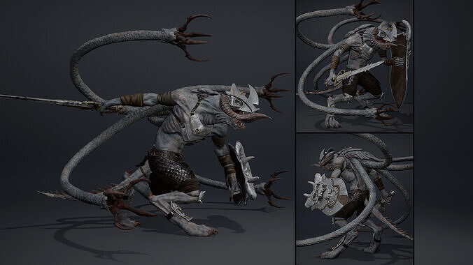 Ghost Swordman Tentacle Low-poly 3D model