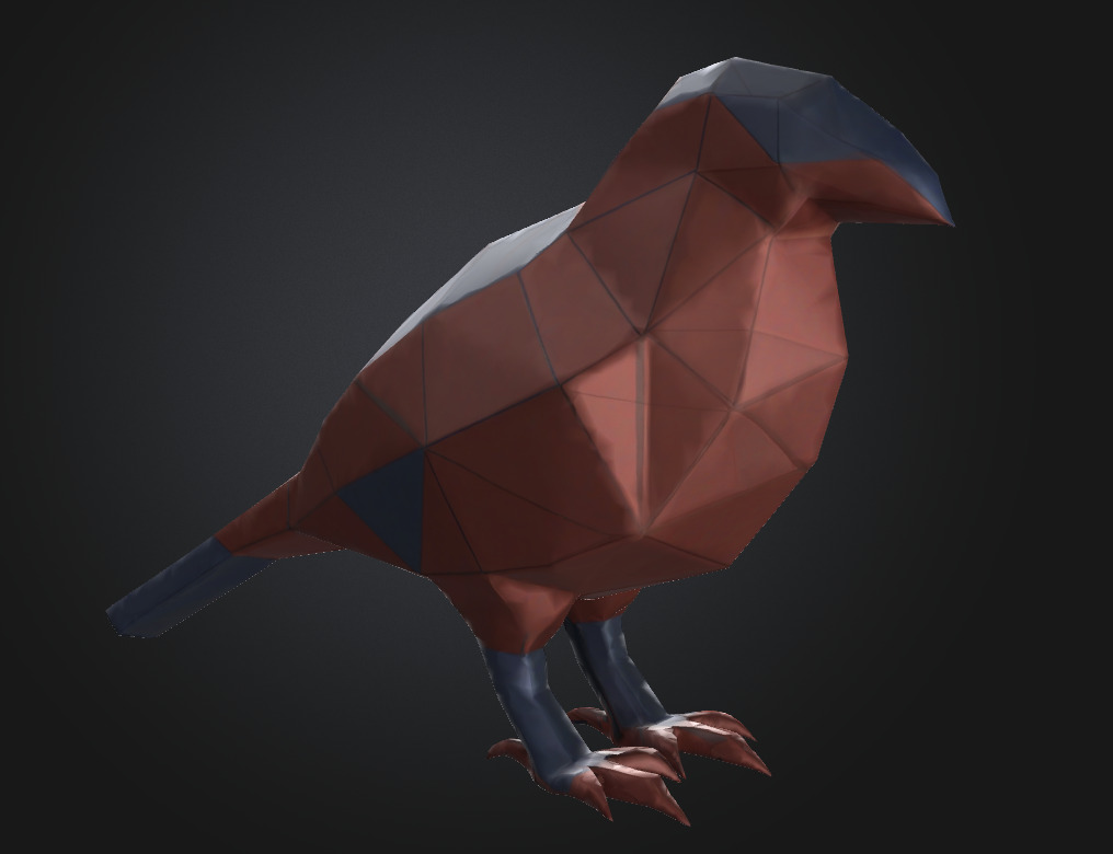 Low poly crow 3D print model_2