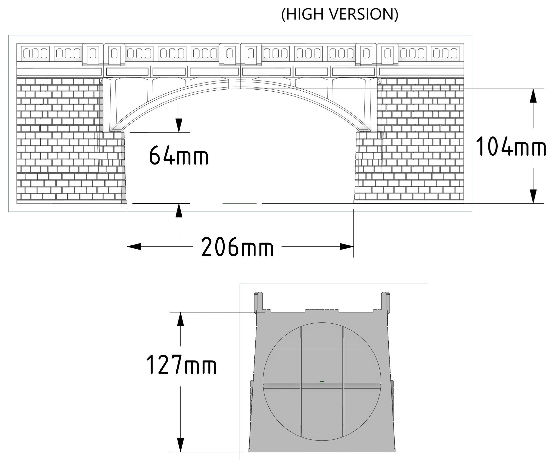 H0 Concrete double-track railway viaduct HIGH - FDM 3D print model_5