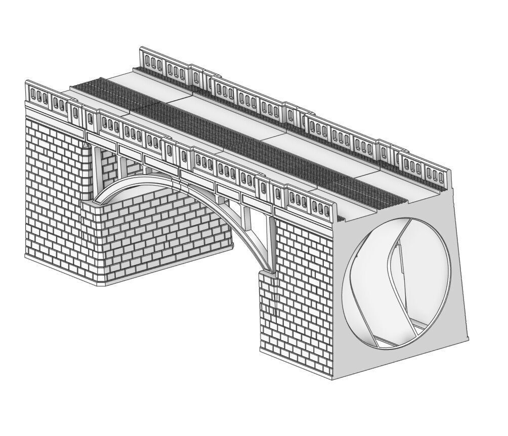 H0 Concrete double-track railway viaduct HIGH - FDM 3D print model_6