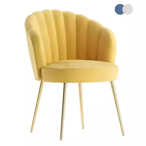 Wide Velvet Barrel Chair 3D model