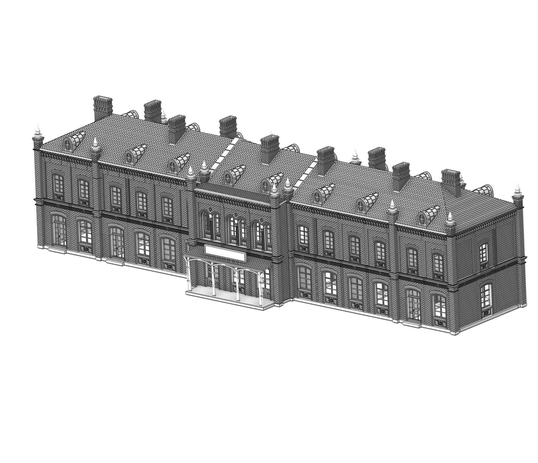 H0 scale Railway Station with internal - resin 3D print model_35
