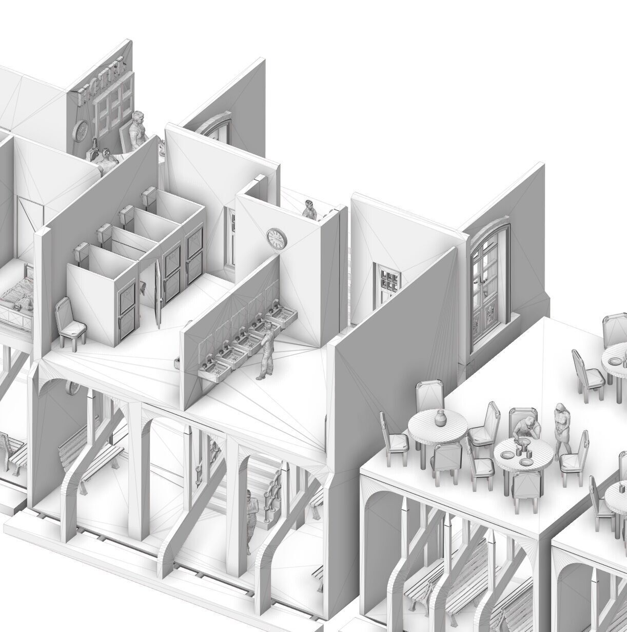 H0 scale Railway Station with internal - resin 3D print model_33