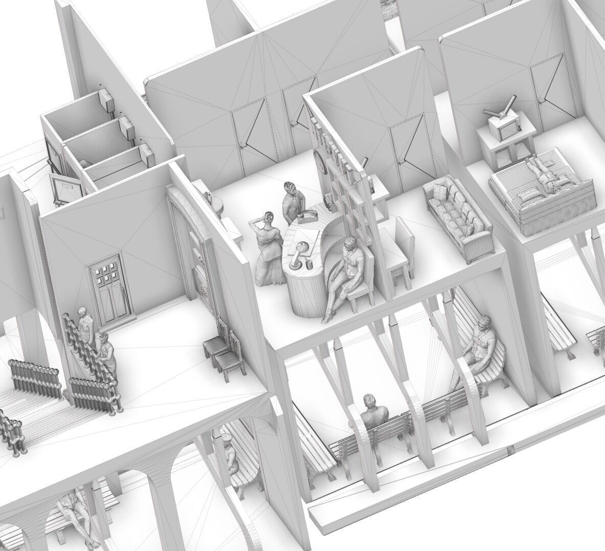 H0 scale Railway Station with internal - resin 3D print model_34