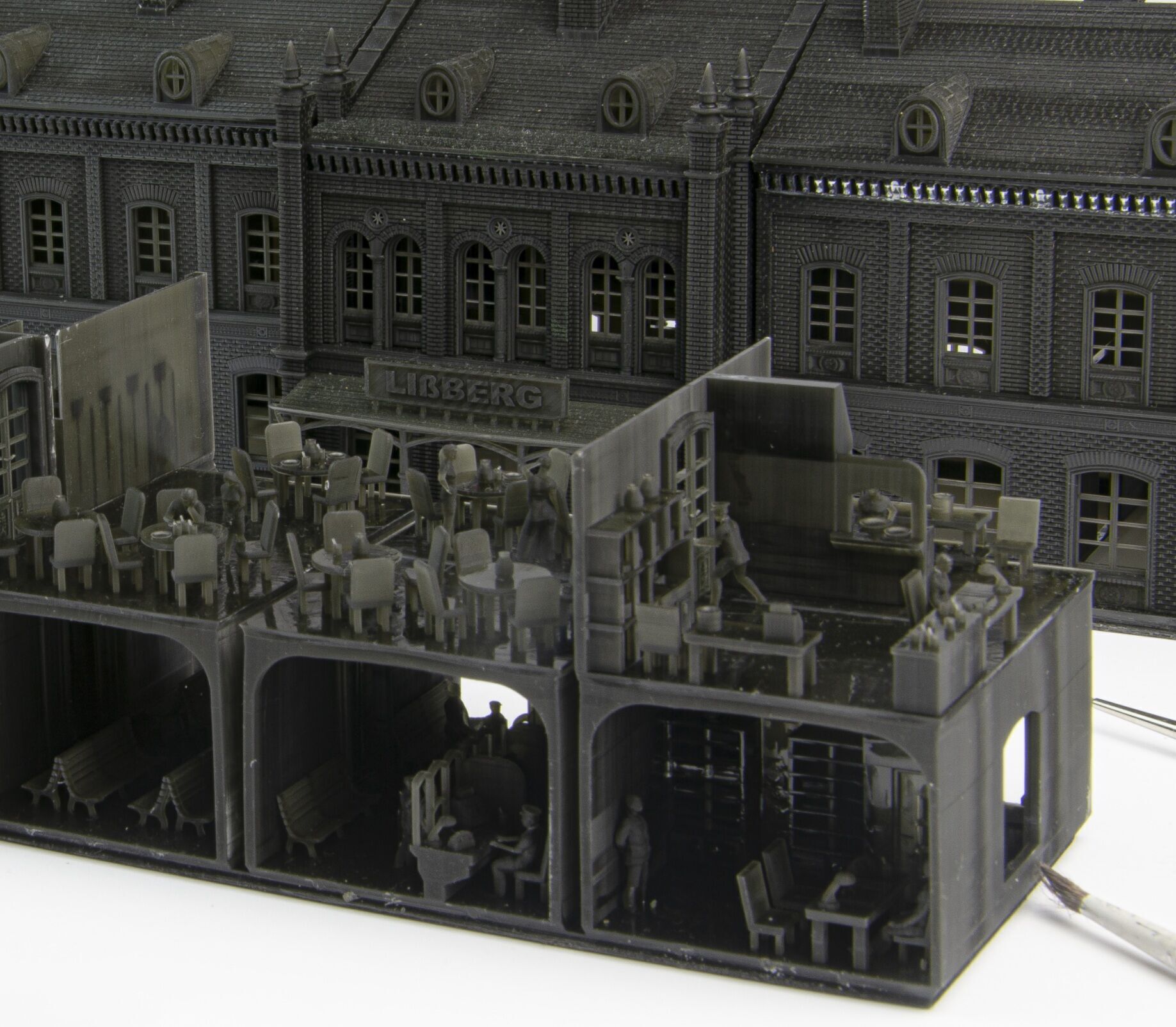 H0 scale Railway Station with internal - resin 3D print model_23