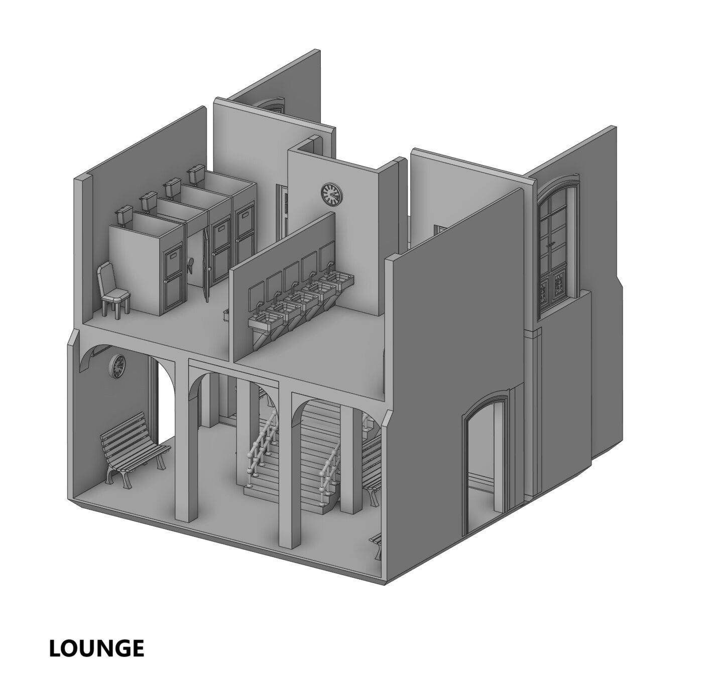 H0 scale Railway Station with internal - resin 3D print model_30