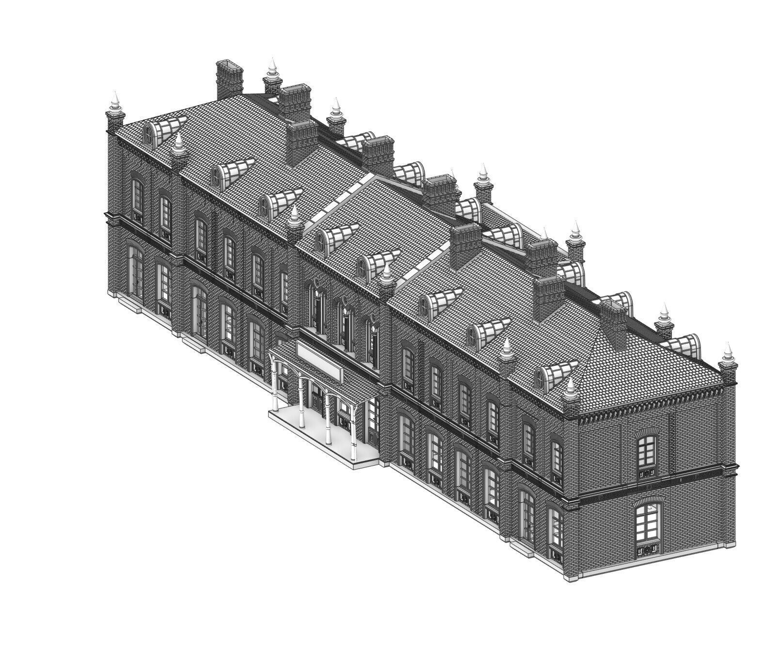 H0 scale Railway Station with internal - resin 3D print model_48