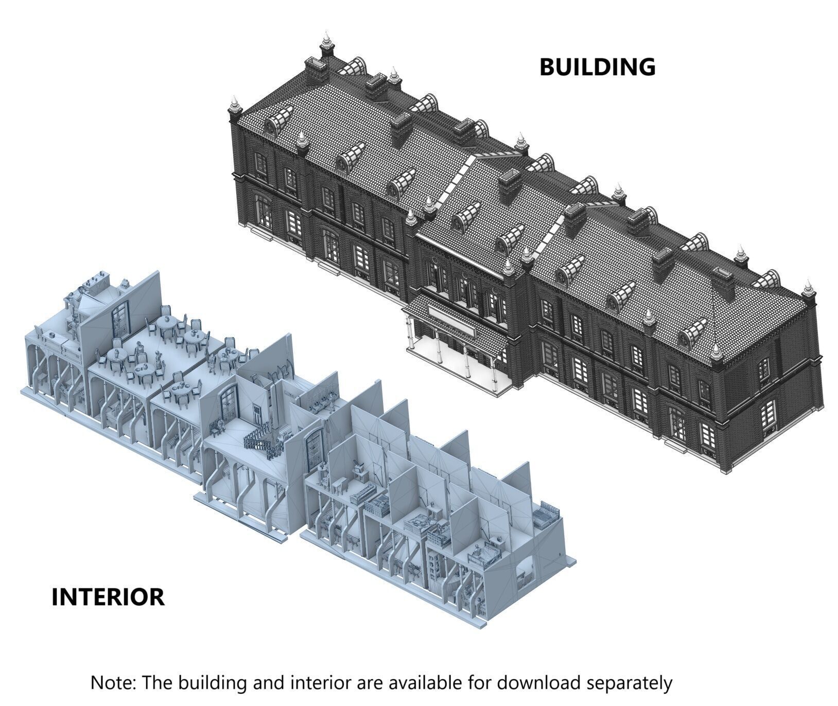 H0 scale Railway Station with internal - resin 3D print model_37