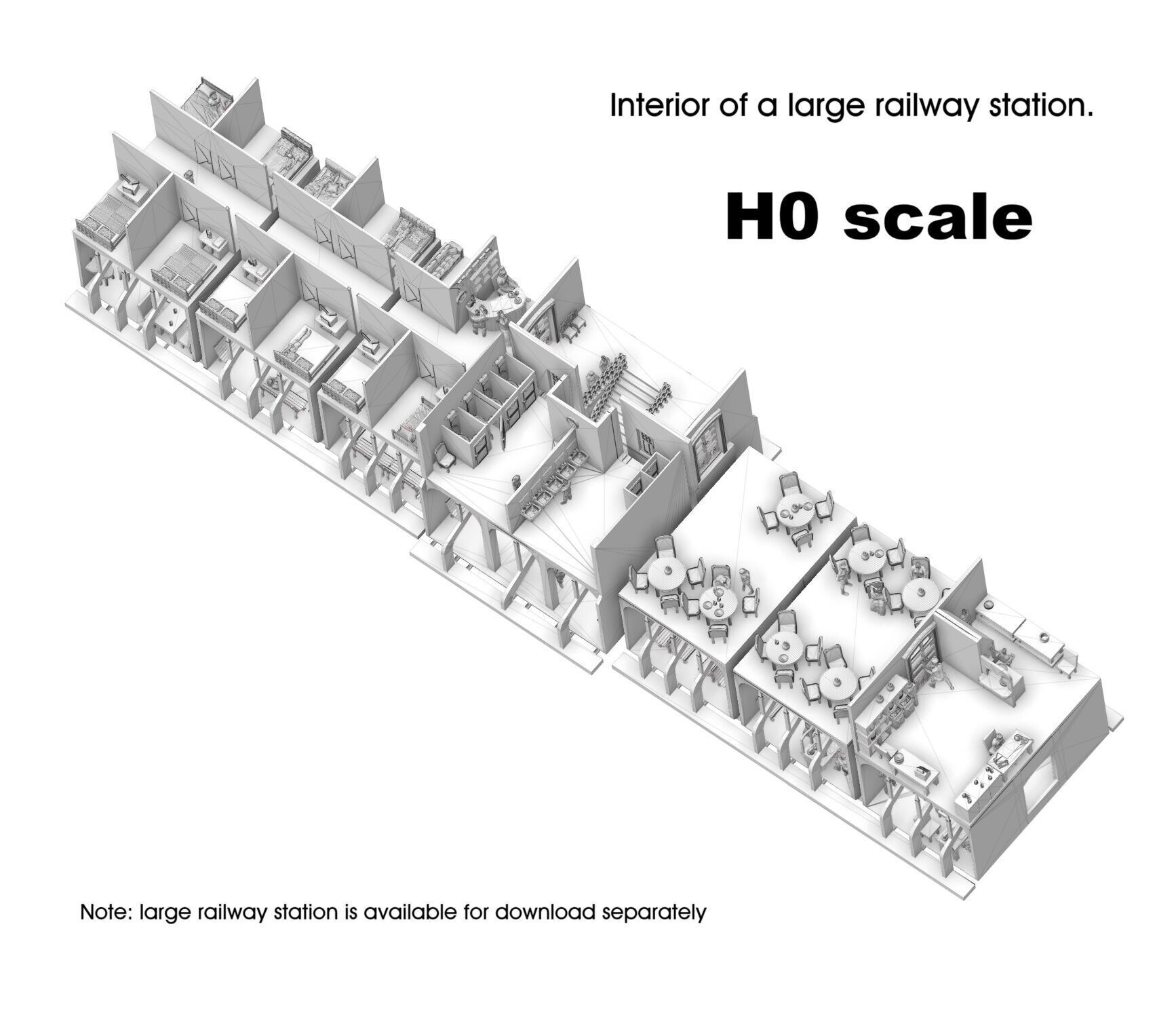 H0 scale Railway Station with internal - resin 3D print model_10