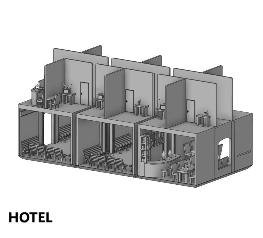 H0 scale Railway Station with internal - resin 3D print model_26