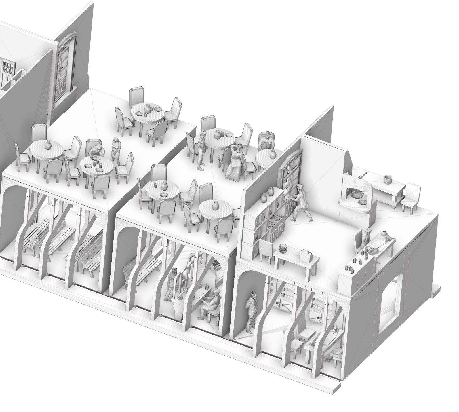H0 scale Railway Station with internal - resin 3D print model_32