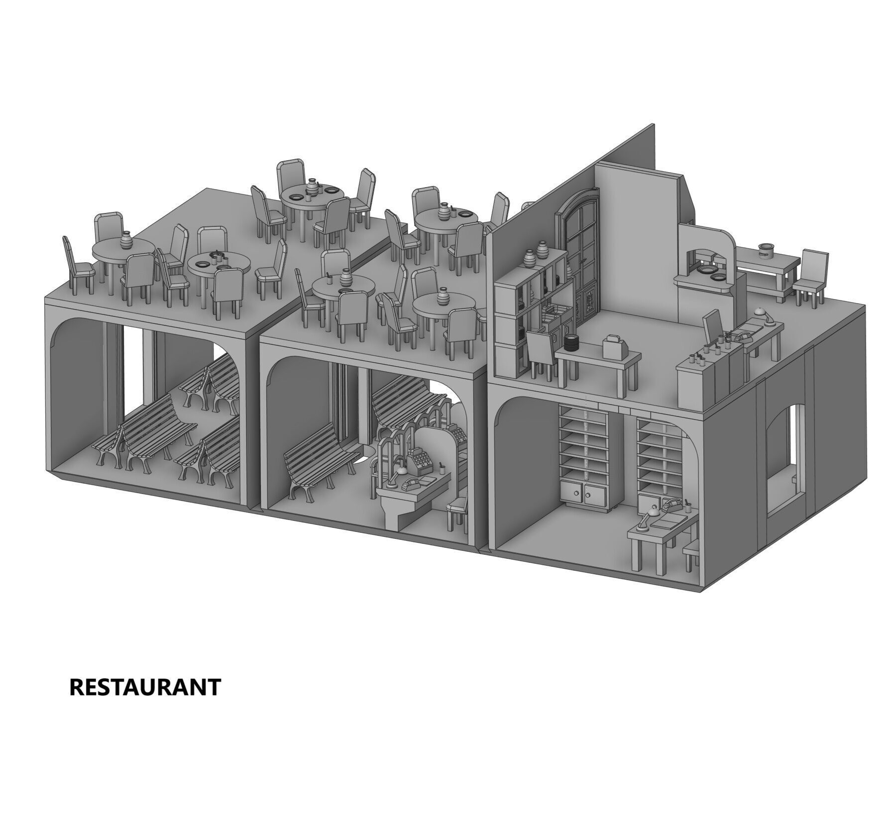 H0 scale Railway Station with internal - resin 3D print model_28