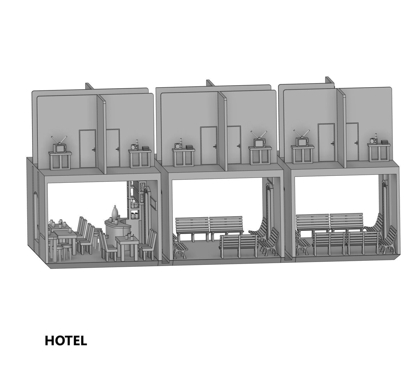 H0 scale Railway Station with internal - resin 3D print model_27