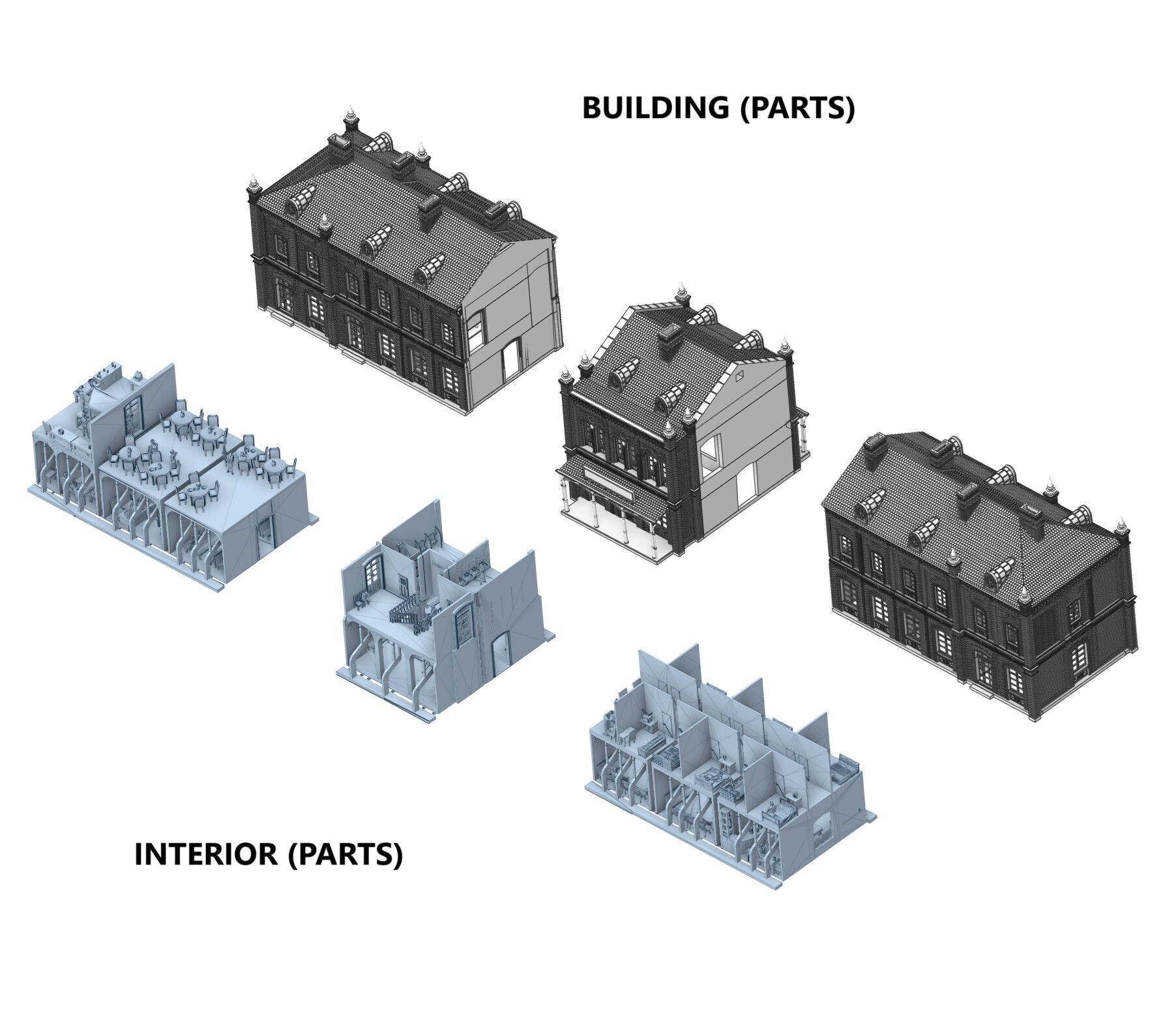 H0 scale Railway Station with internal - resin 3D print model_40