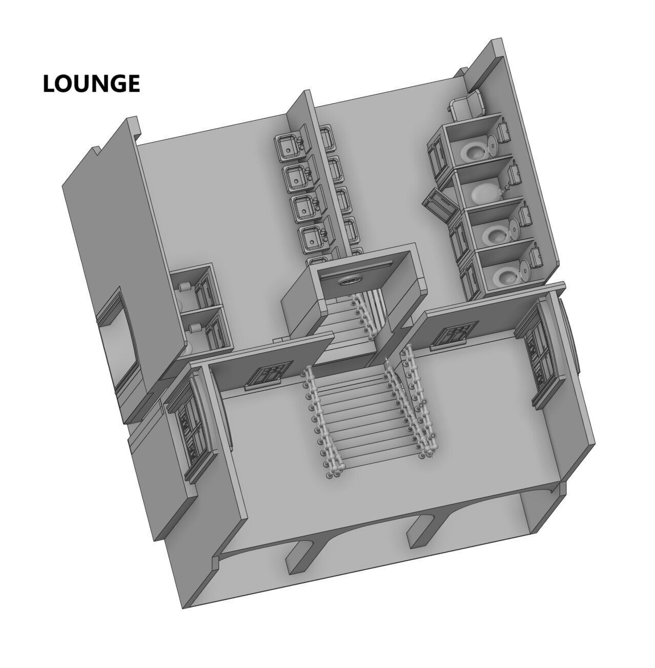 H0 scale Railway Station with internal - resin 3D print model_31
