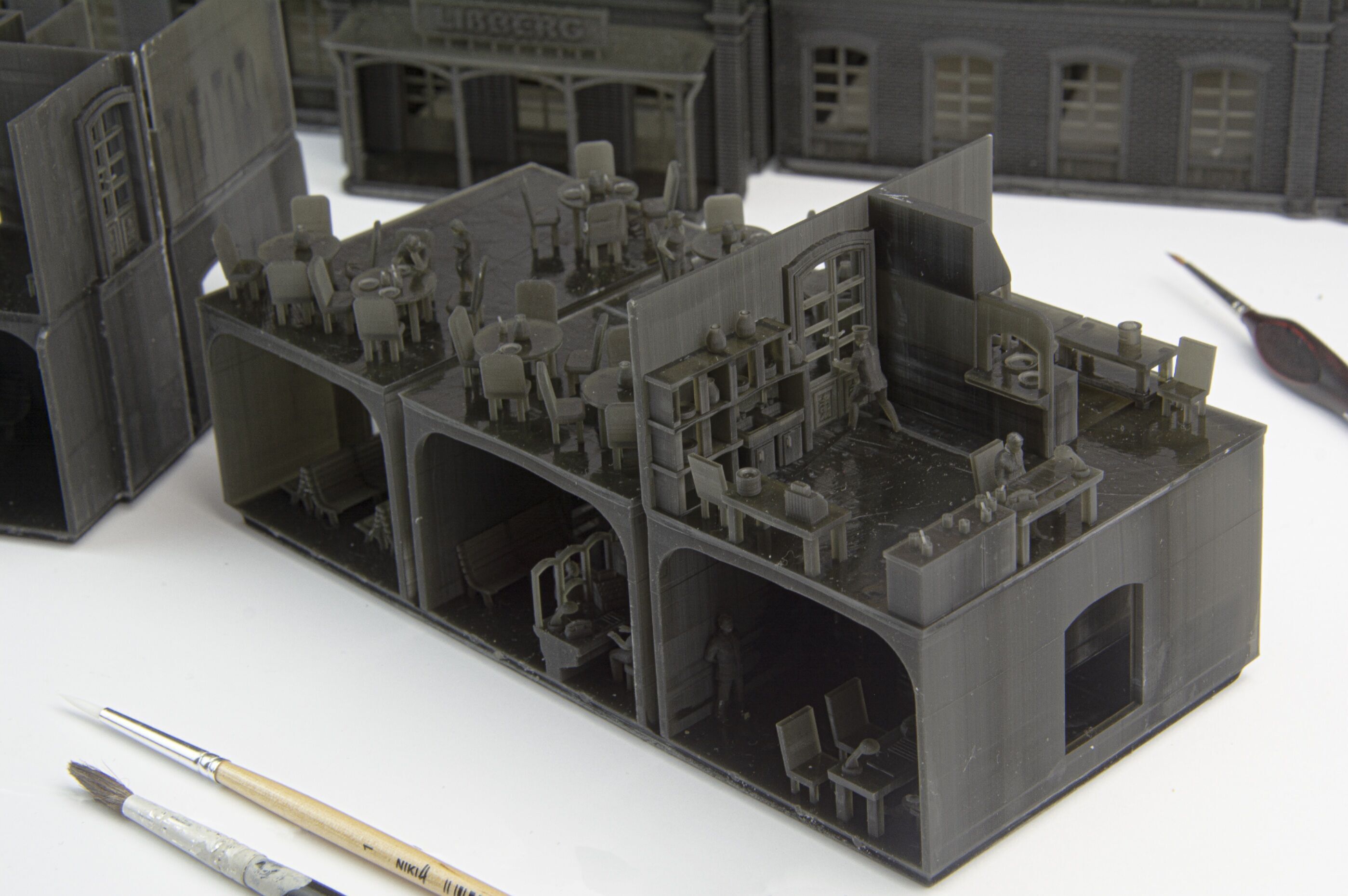 H0 scale Railway Station with internal - resin 3D print model_22