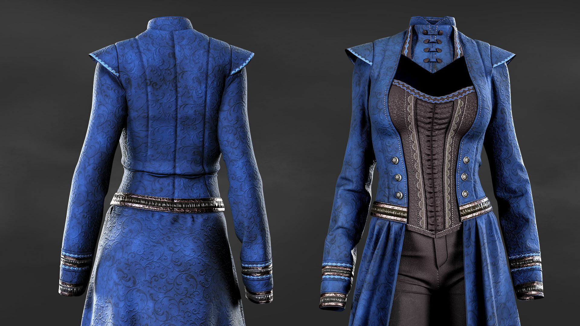 Gothic Victorian Female Outfit 3D model_3