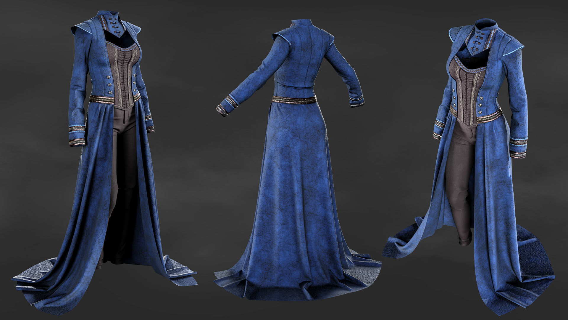 Gothic Victorian Female Outfit 3D model_5