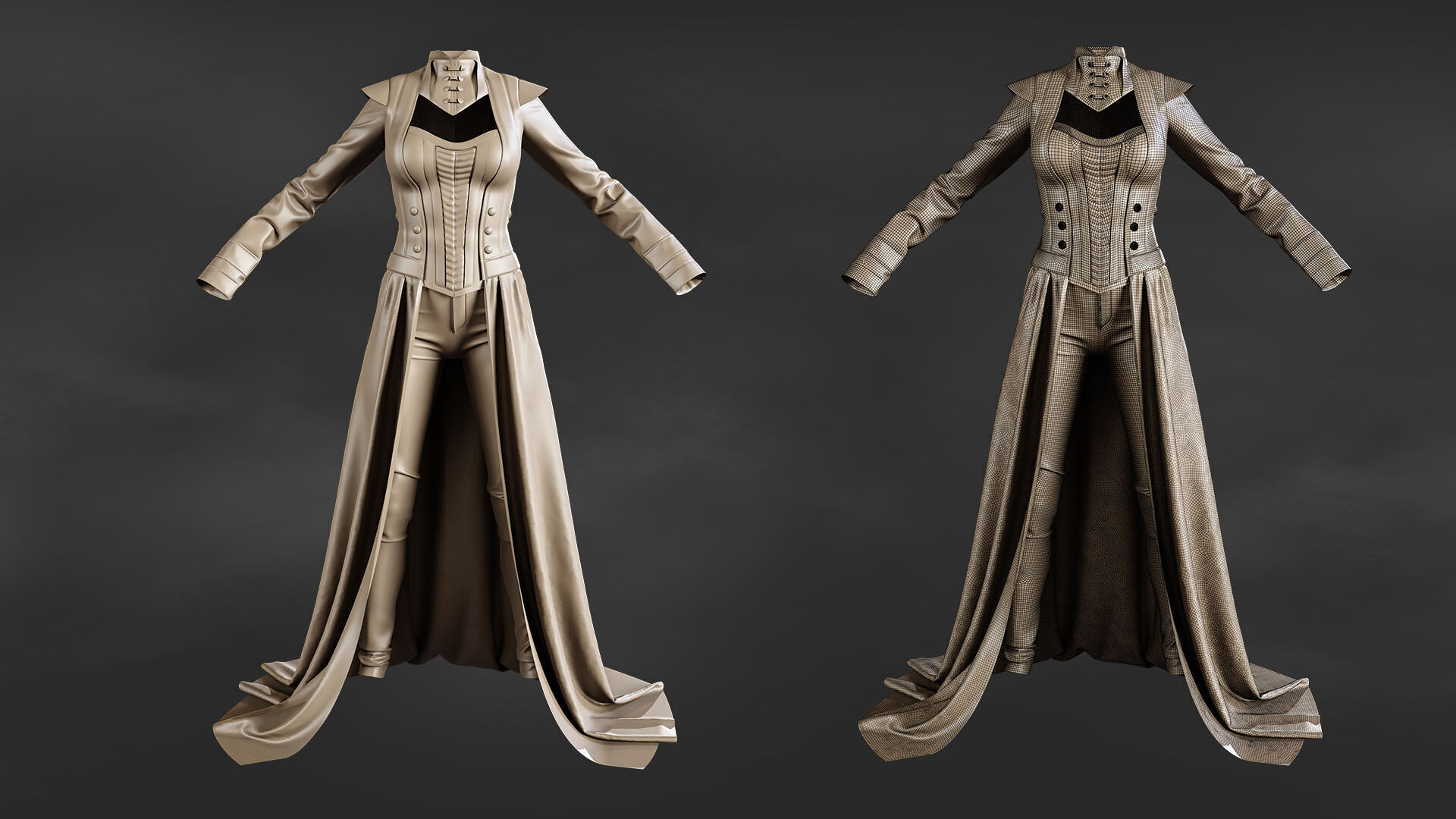 Gothic Victorian Female Outfit 3D model_6