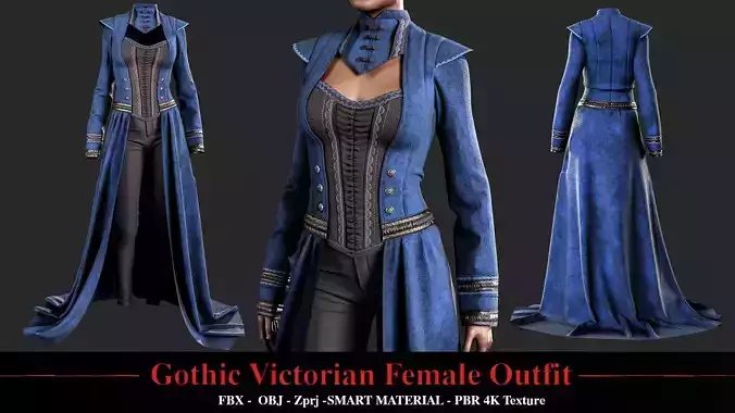 Gothic Victorian Female Outfit 3D model Gothic Victorian Female Outfit 3D model