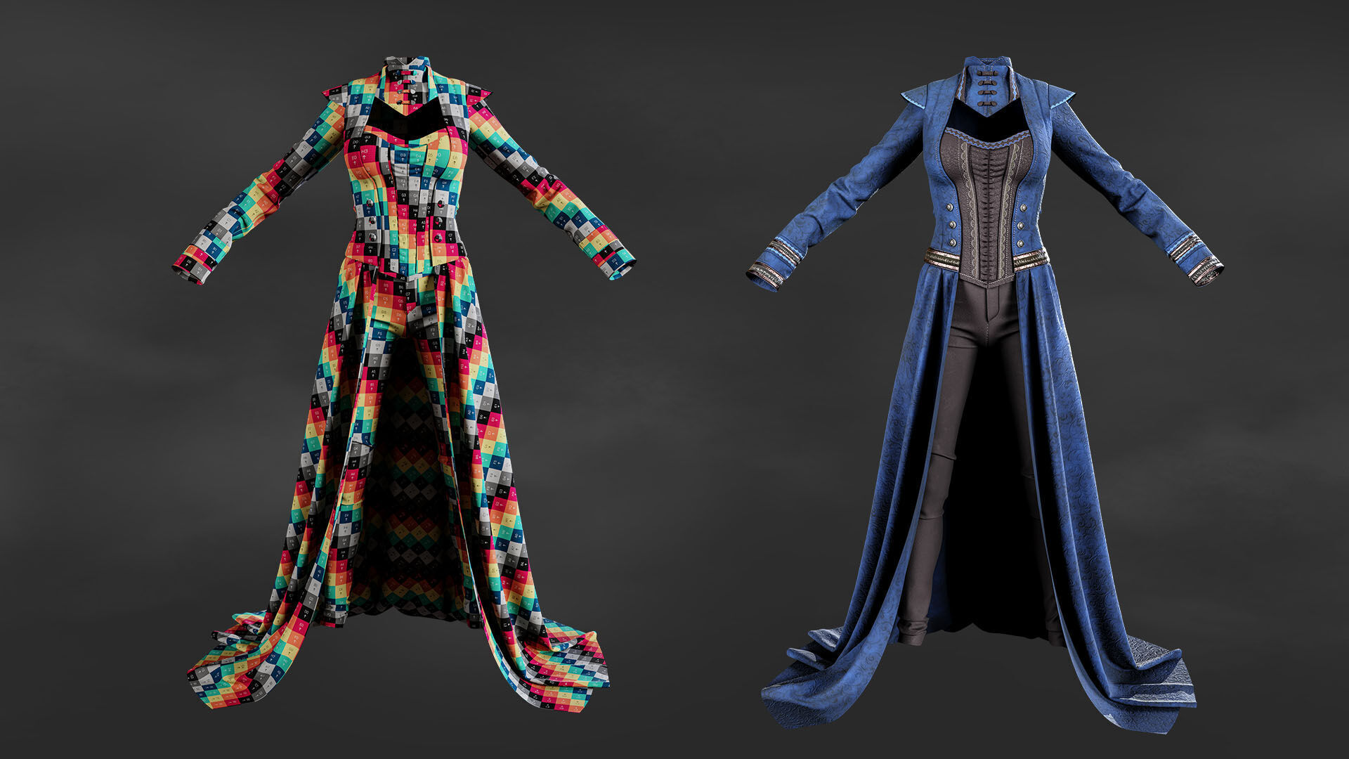 Gothic Victorian Female Outfit 3D model_4