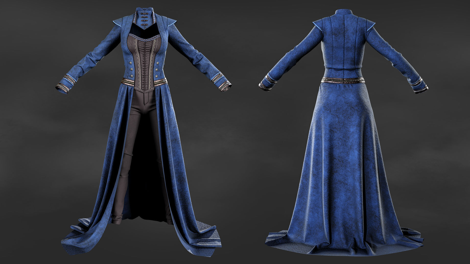 Gothic Victorian Female Outfit 3D model_1