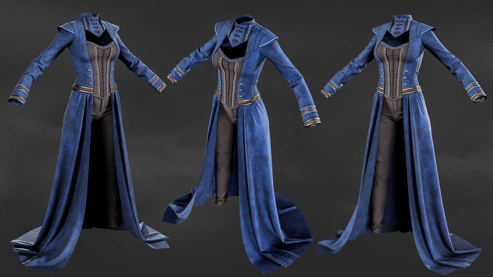 Gothic Victorian Female Outfit 3D model_2