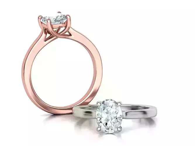 Solitaire Trellis Engagement Ring 9x7 Oval stone 4claw  3D print model