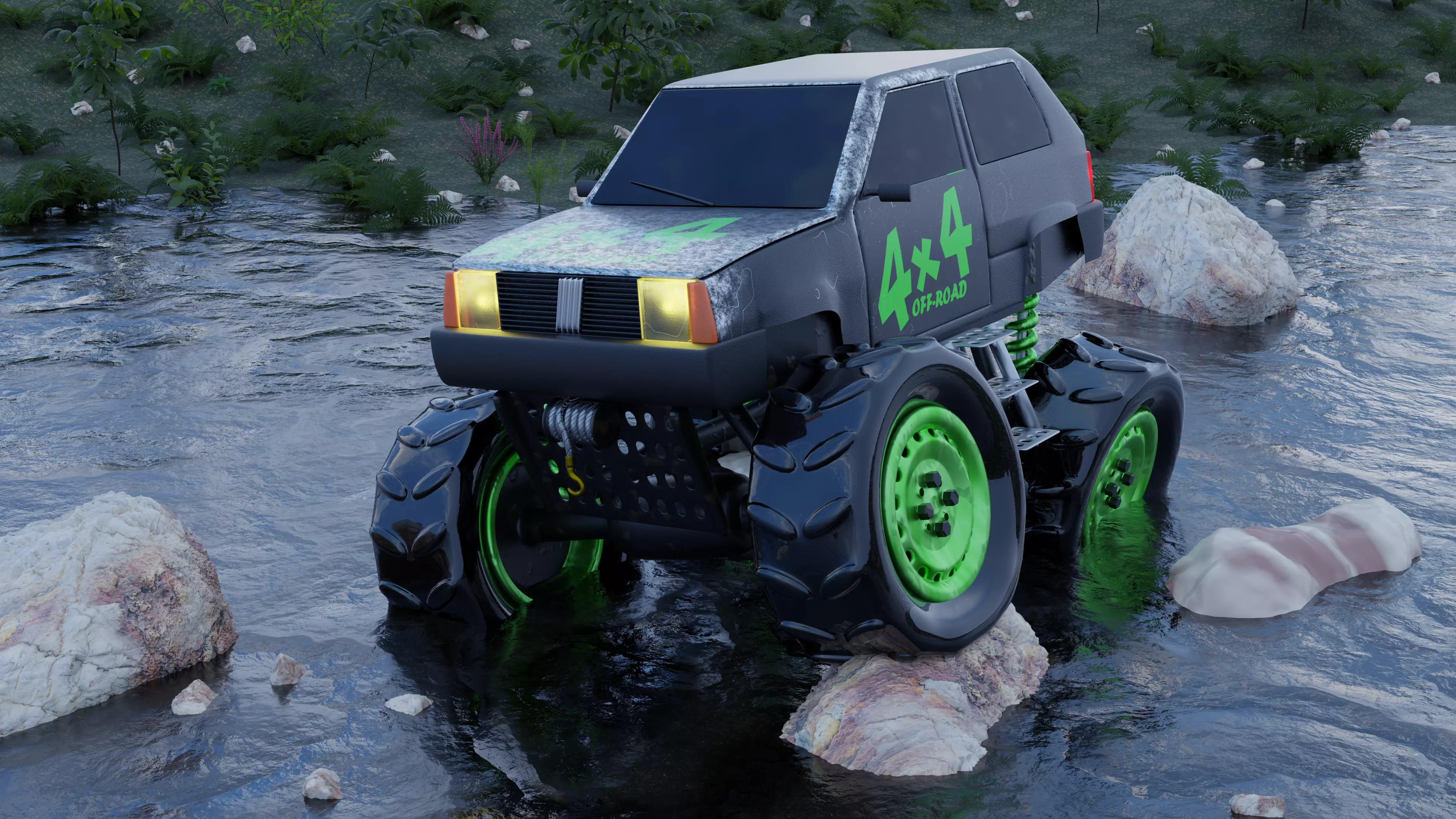 Monster truck Fiat Panda 4x4 3D model
