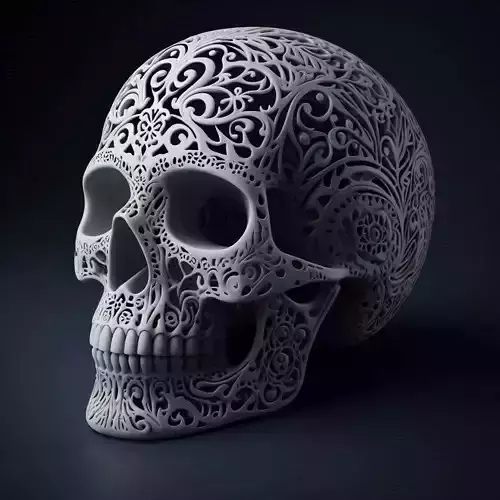 Ornate Skull with Floral Pattern 