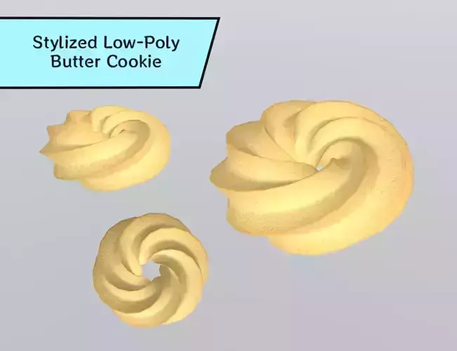 Stylized Low-Poly Butter Cookie