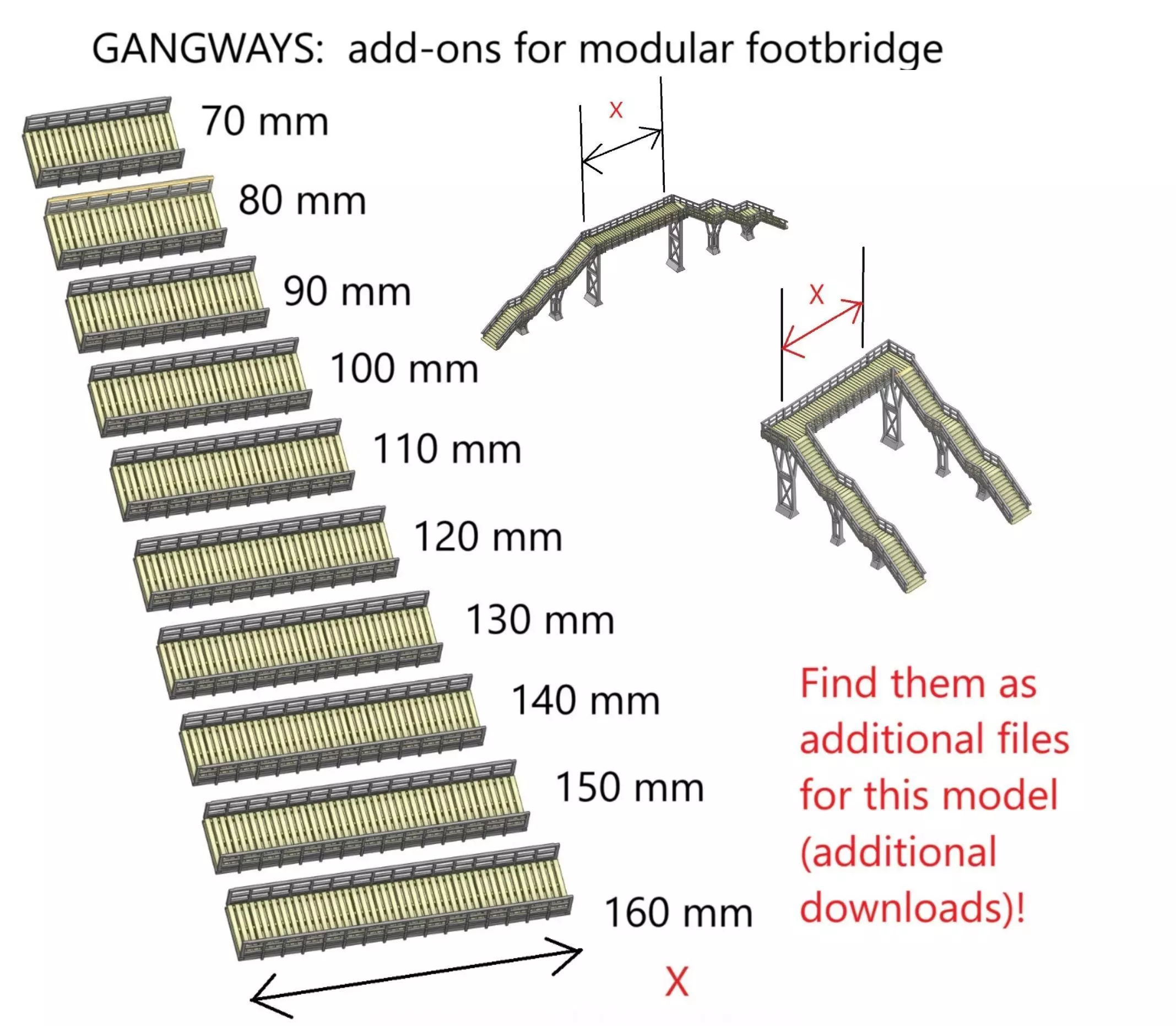 H0 scale Gangways - add-ons for Footbridges - FDM 3D print model_0