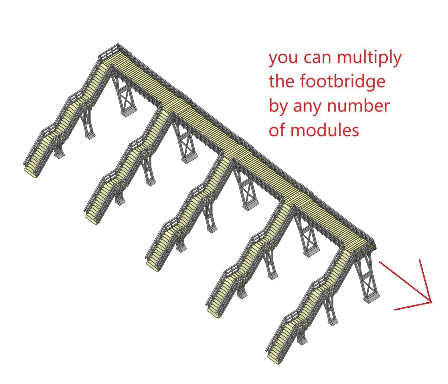 H0 scale Footbridge ver1 - FDM 3D print model_16