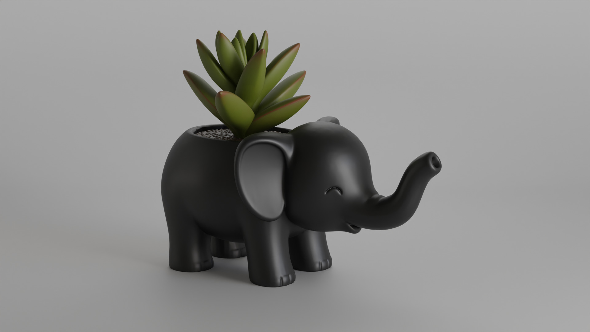 Cute Elephant Shaped Planter and Desk Organizer 3D print model_4