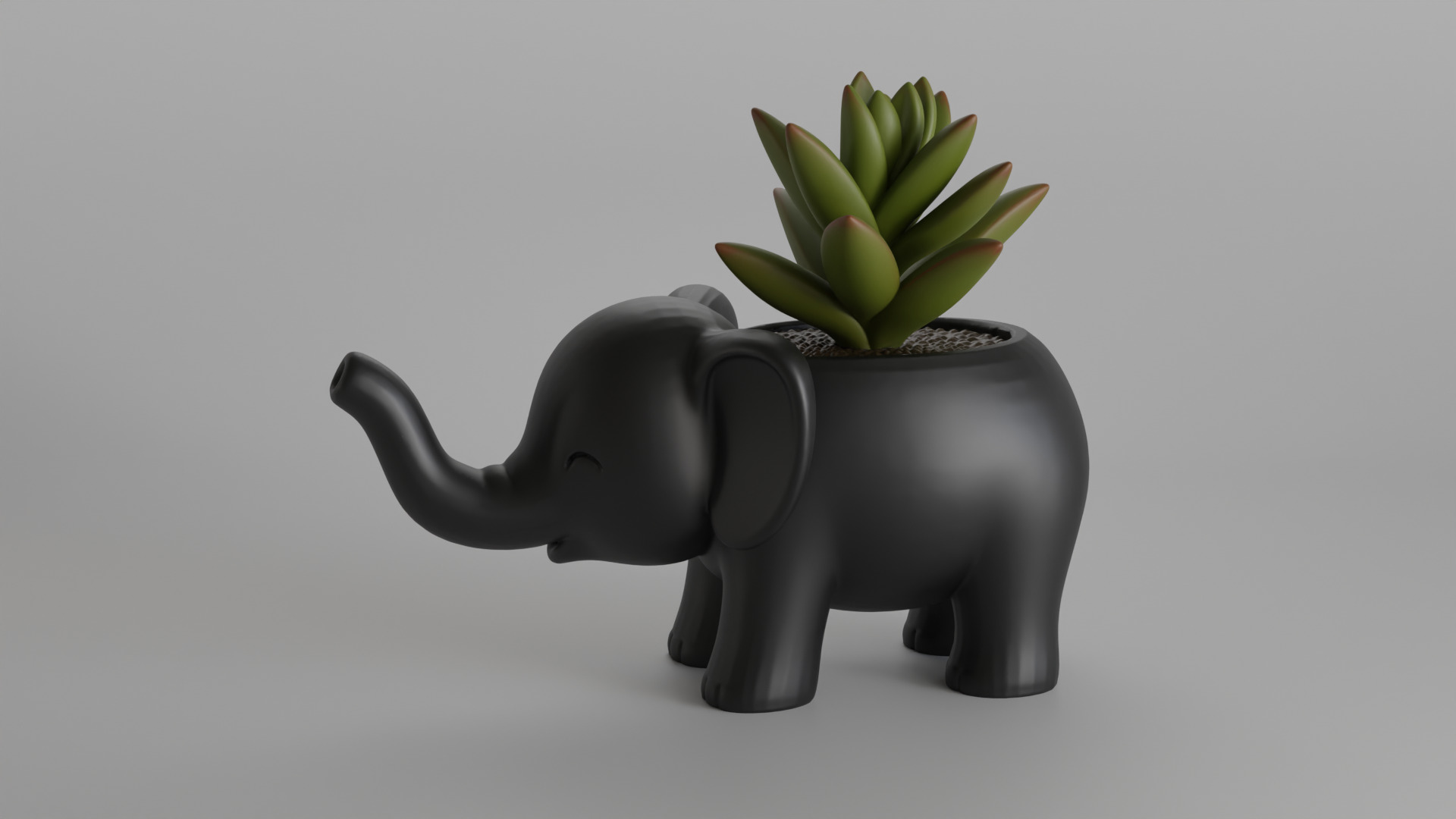 Cute Elephant Shaped Planter and Desk Organizer 3D print model_2