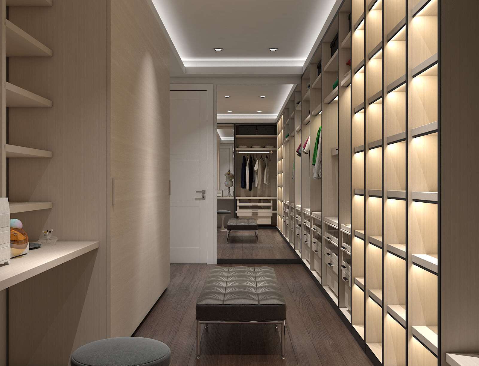 Modern Walk-in Closet Dressing Room 3D model_2