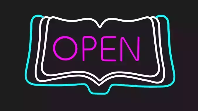 Open Book Neon Sign 3D model
